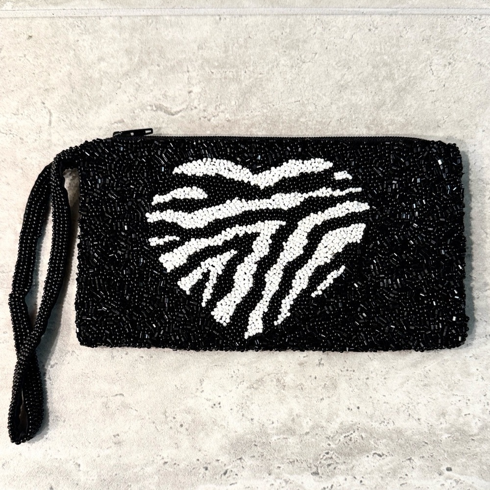 Moyna New York Zebra print Heat Beaded Wristlet